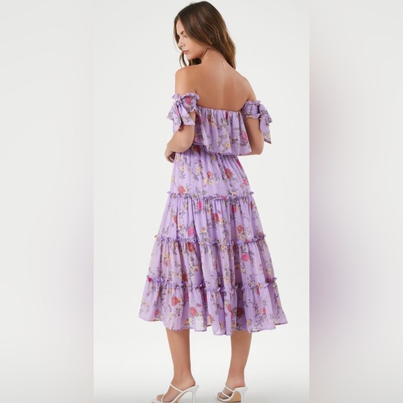 NWT!! Forever 21 Floral Off the Shoulder Midi Dress! - Picture 2 of 4
